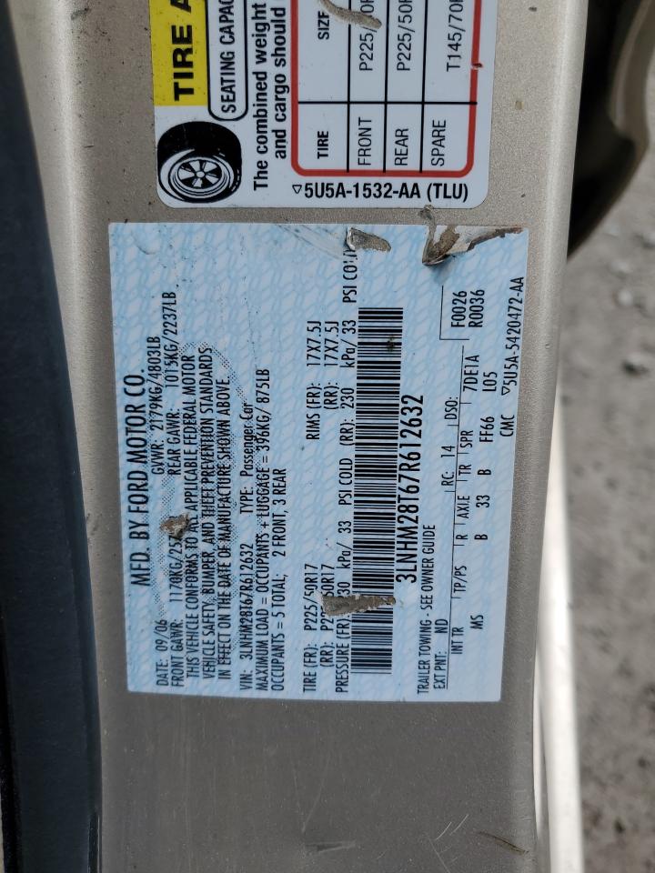 2007 Lincoln Mkz VIN: 3LNHM28T67R612632 Lot: 56747765
