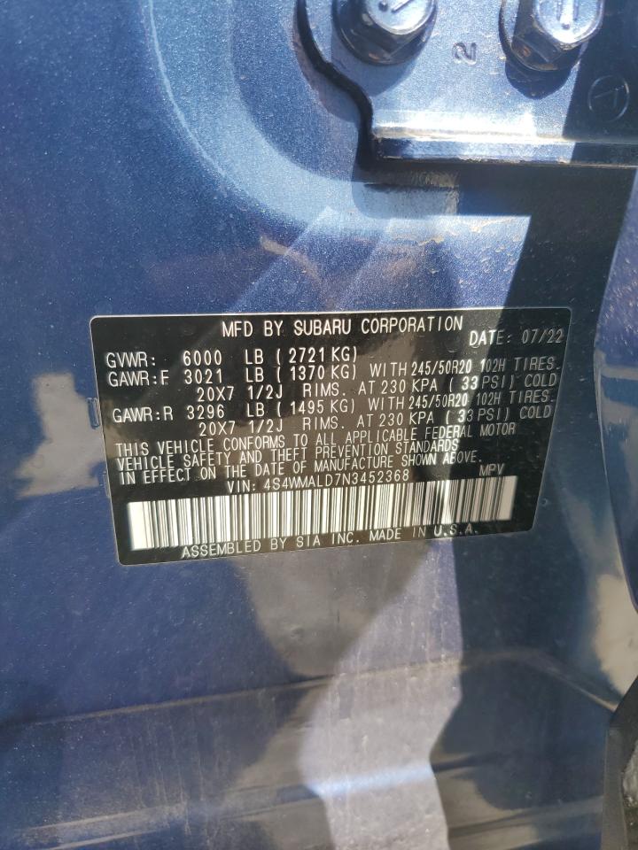 2022 Subaru Ascent Limited VIN: 4S4WMALD7N3452368 Lot: 56493105