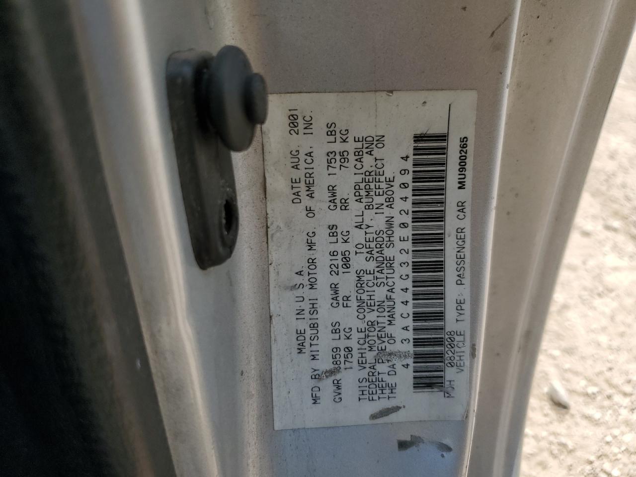 2002 Mitsubishi Eclipse Gs VIN: 4A3AC44G32E024094 Lot: 57024435