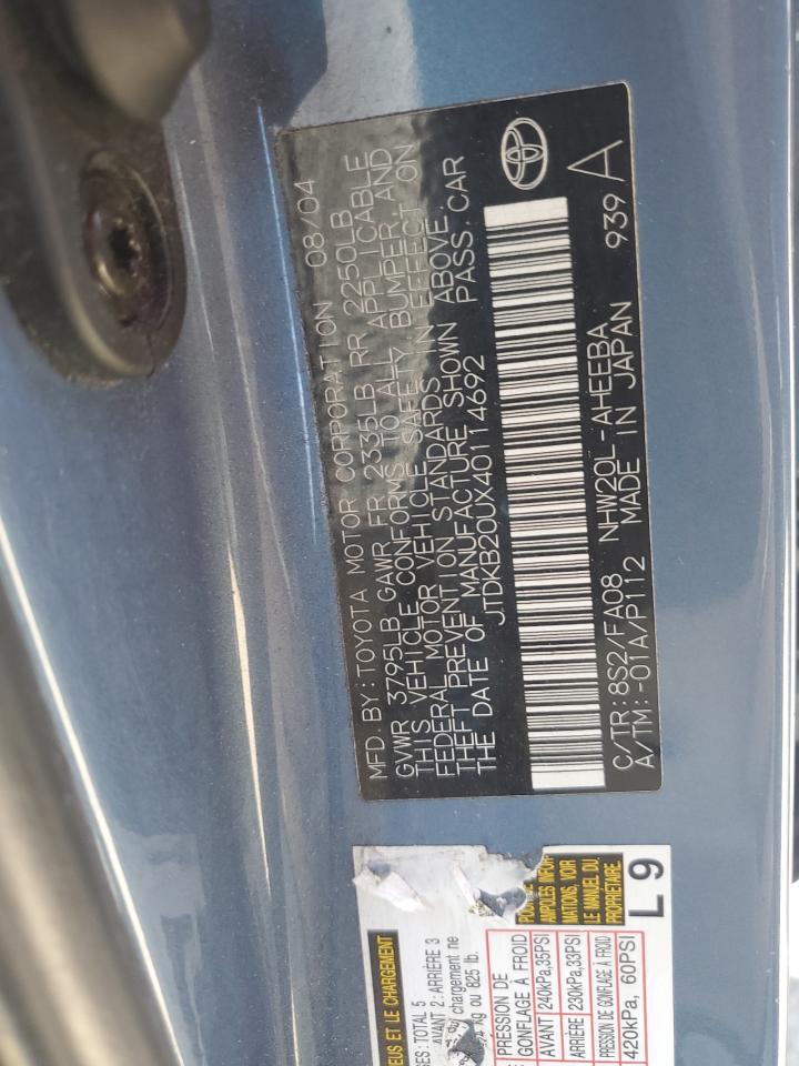 2004 Toyota Prius VIN: JTDKB20UX40114692 Lot: 56981935