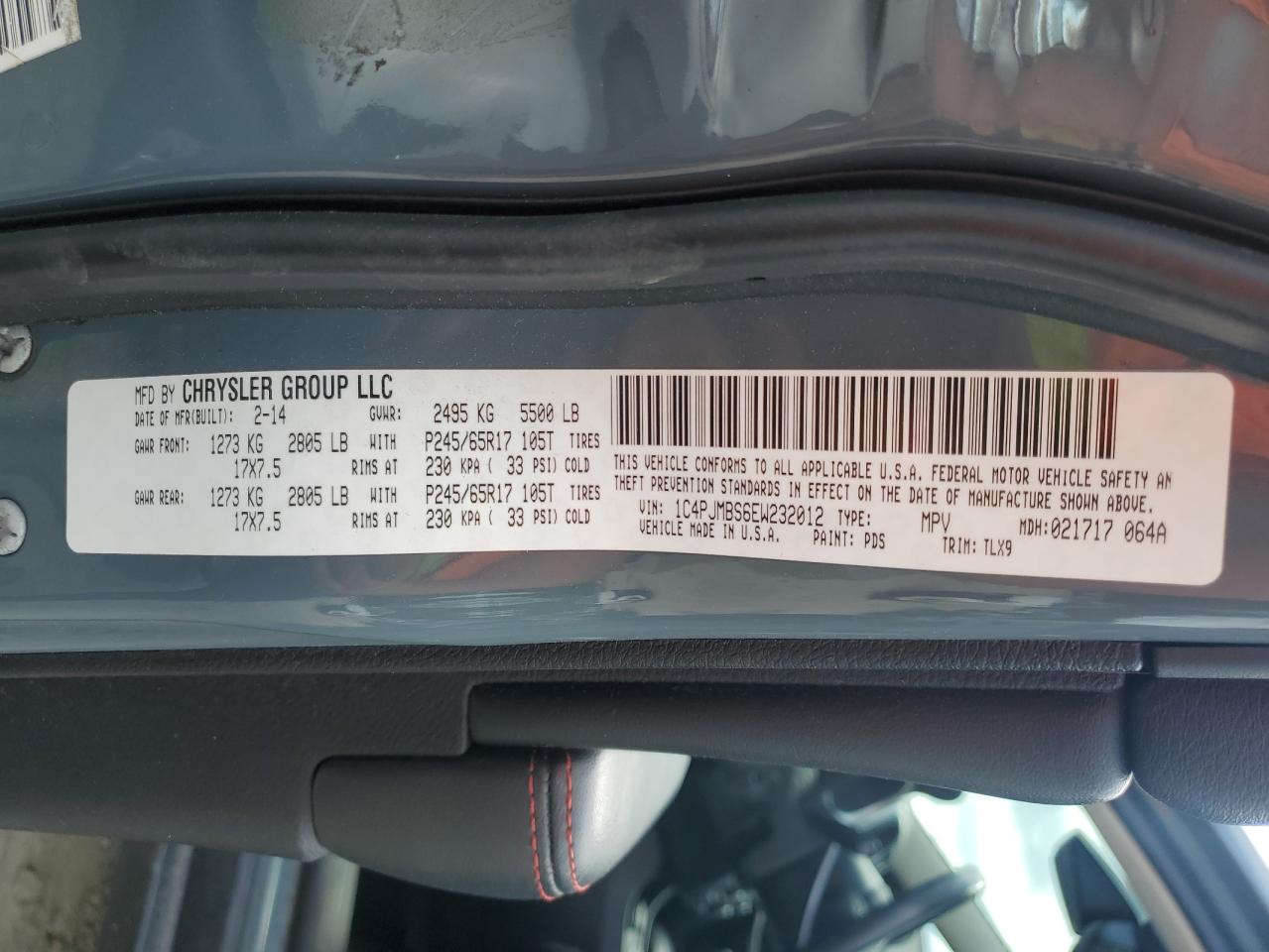 2014 Jeep Cherokee Trailhawk VIN: 1C4PJMBS6EW232012 Lot: 56918035