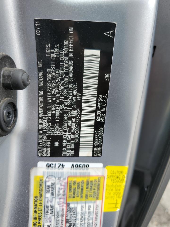 2014 Toyota Sienna Sport VIN: 5TDXK3DC1ES457564 Lot: 56986185