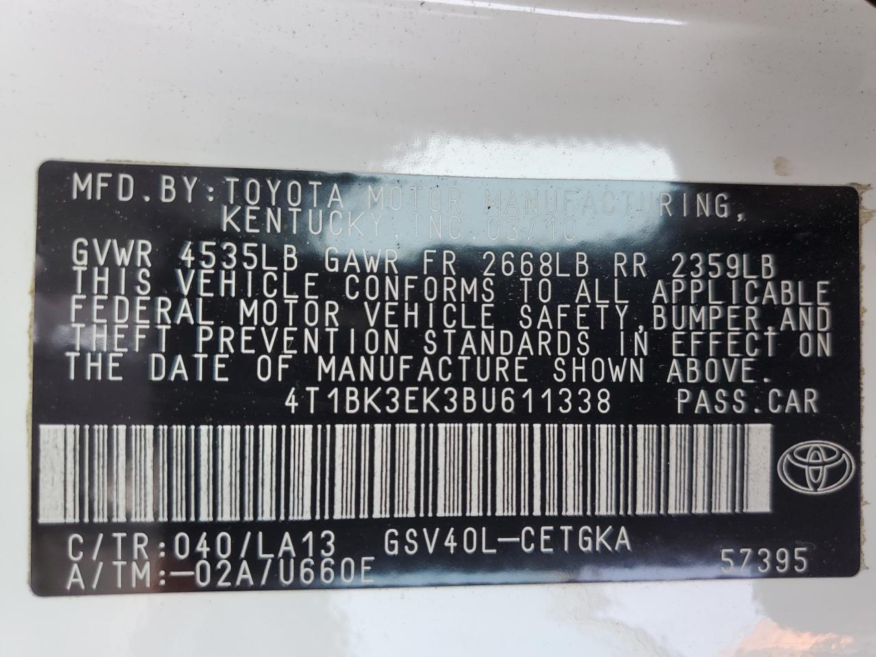 2011 Toyota Camry Se VIN: 4T1BK3EK3BU611338 Lot: 59171435