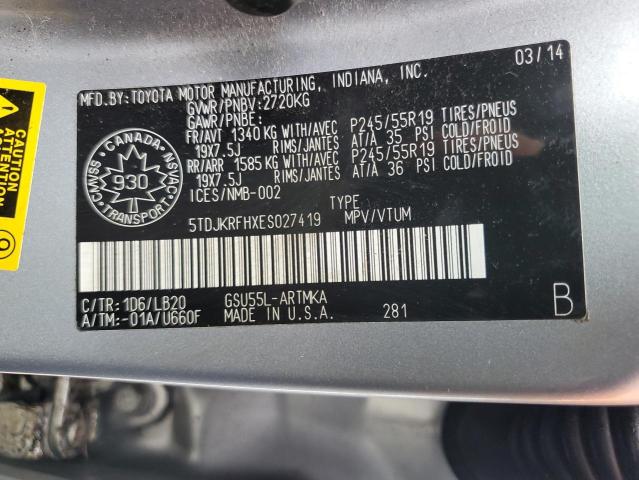 2014 TOYOTA HIGHLANDER XLE