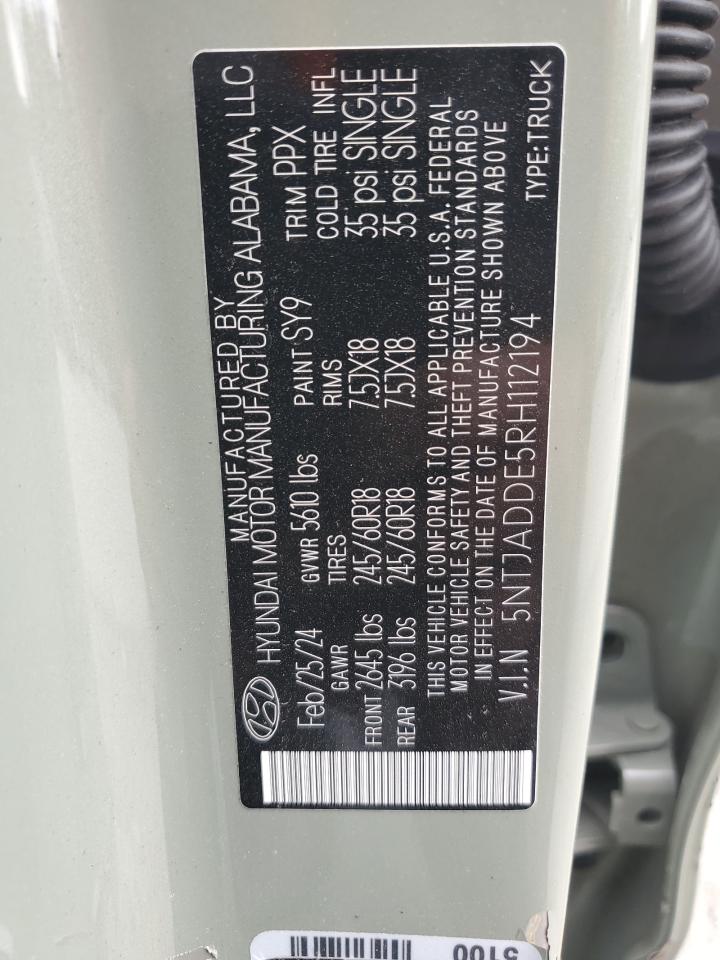 2024 Hyundai Santa Cruz Se VIN: 5NTJADDE5RH112194 Lot: 55519075
