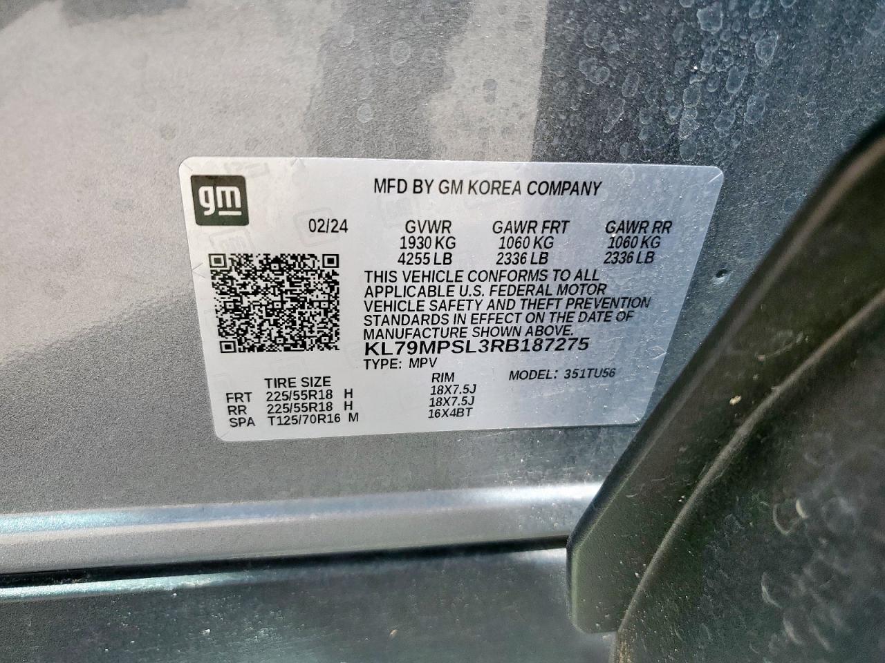 2024 Chevrolet Trailblazer Lt VIN: KL79MPSL3RB187275 Lot: 56743645
