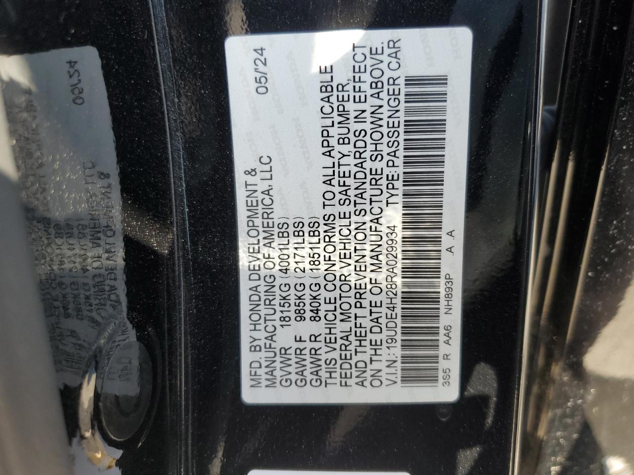 2024 Acura Integra VIN: 19UDE4H28RA029934 Lot: 56128865