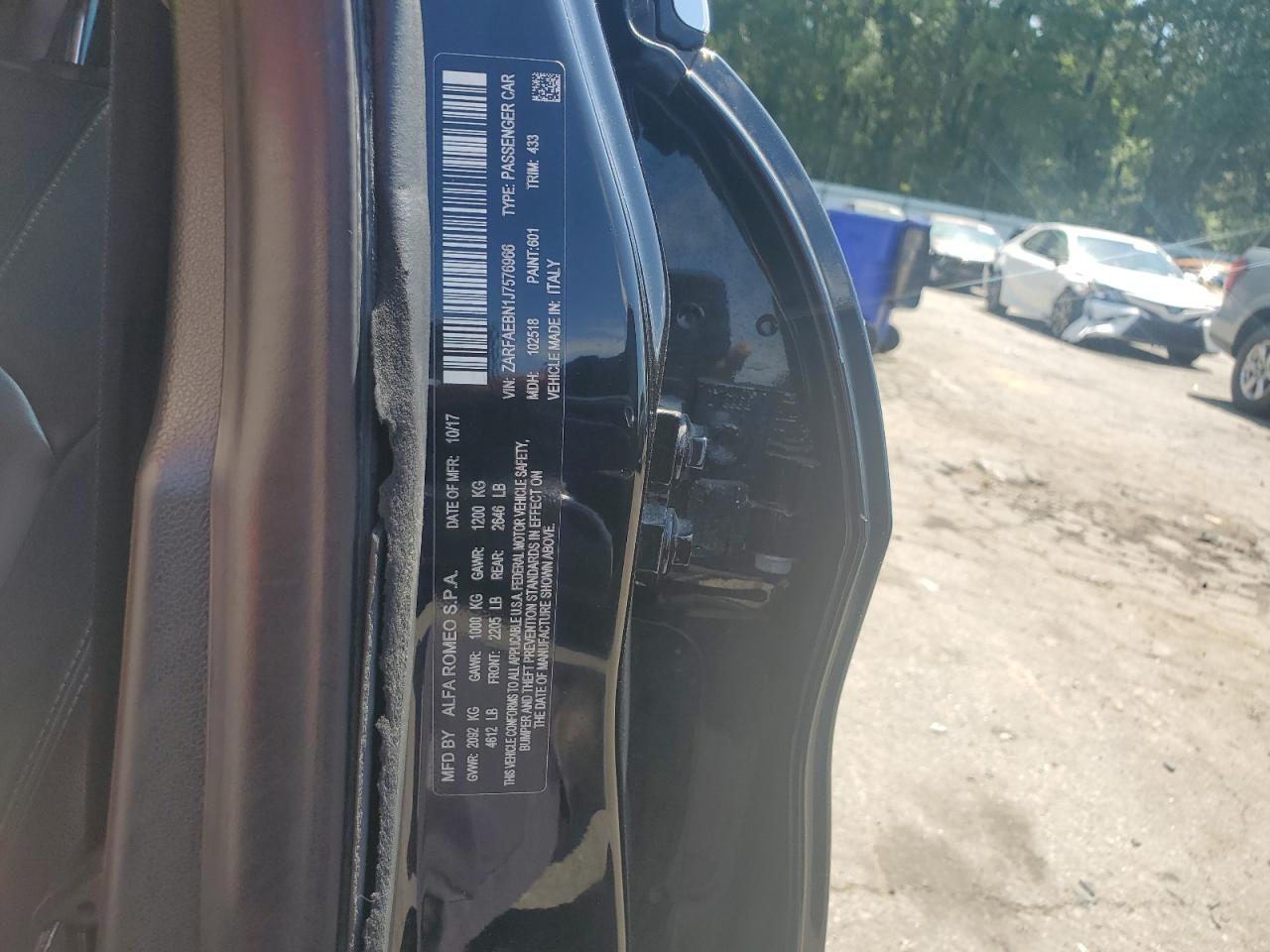 2018 Alfa Romeo Giulia VIN: ZARFAEBN1J7576966 Lot: 56253175