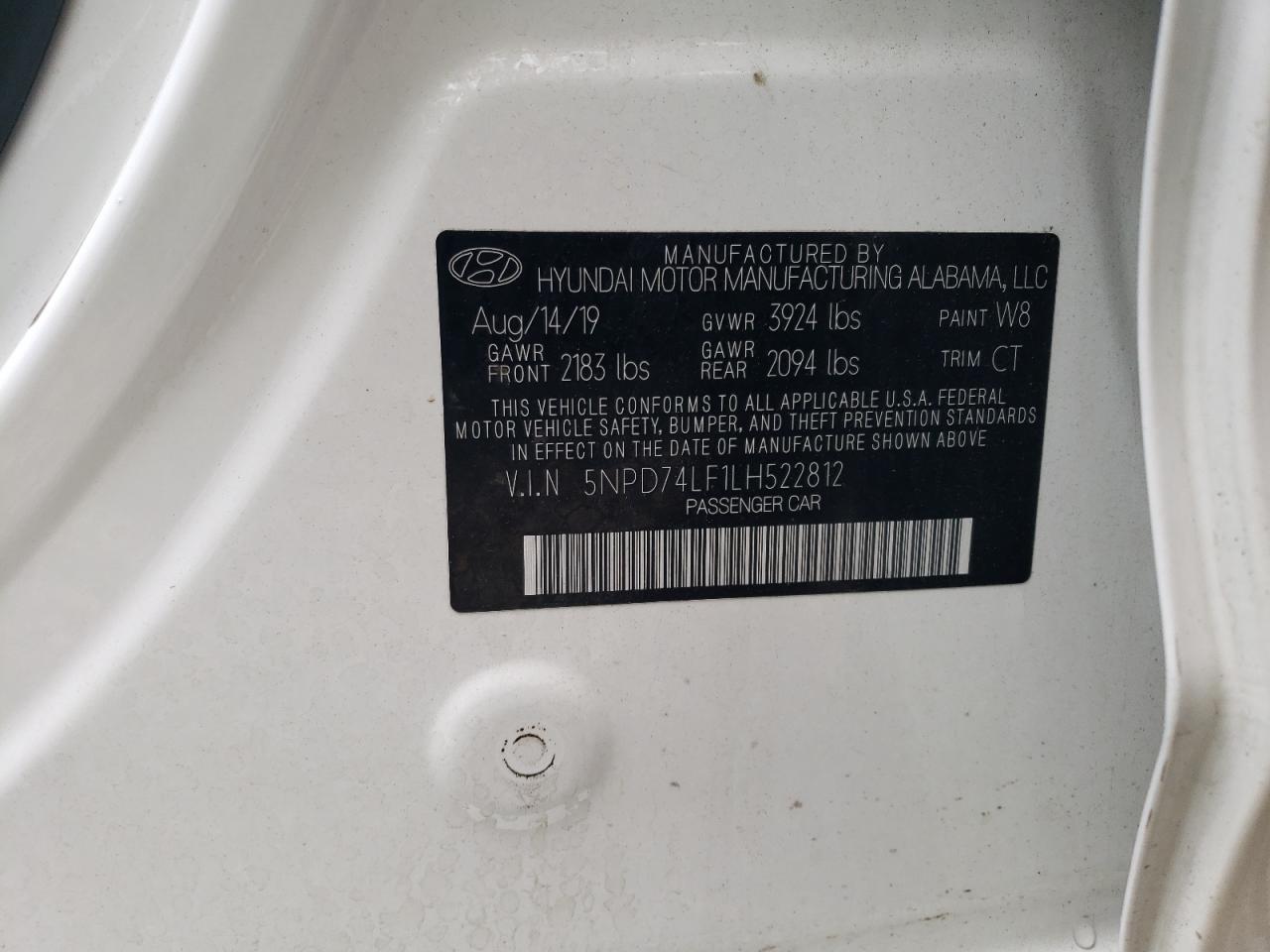 2020 Hyundai Elantra Se VIN: 5NPD74LF1LH522812 Lot: 59164365