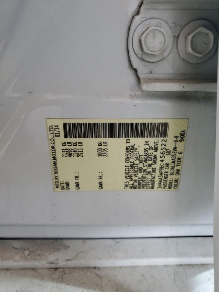 2014 Nissan Maxima S VIN: 1N4AA5AP9EC456522 Lot: 56044975