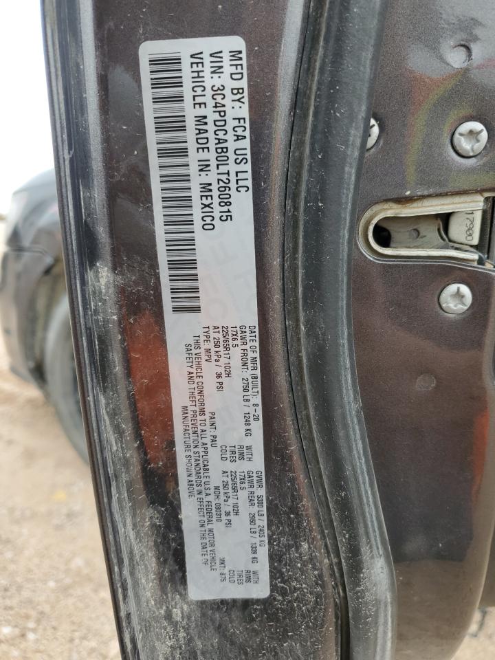 2020 Dodge Journey Se VIN: 3C4PDCAB0LT260815 Lot: 55494415