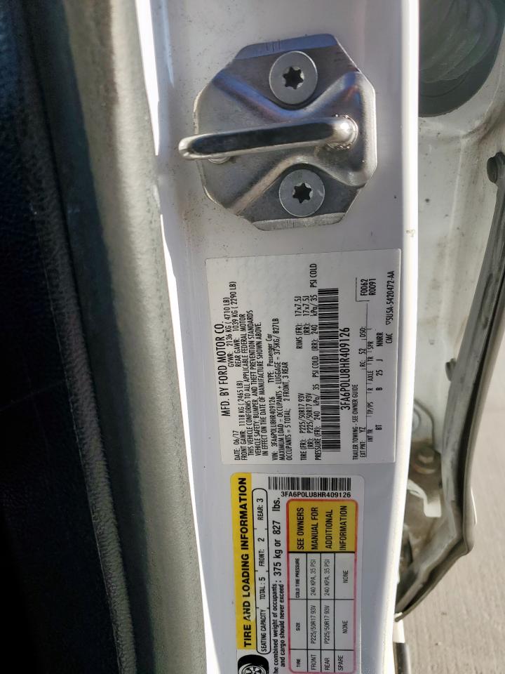 2017 Ford Fusion Se Hybrid VIN: 3FA6P0LU8HR409126 Lot: 54040805