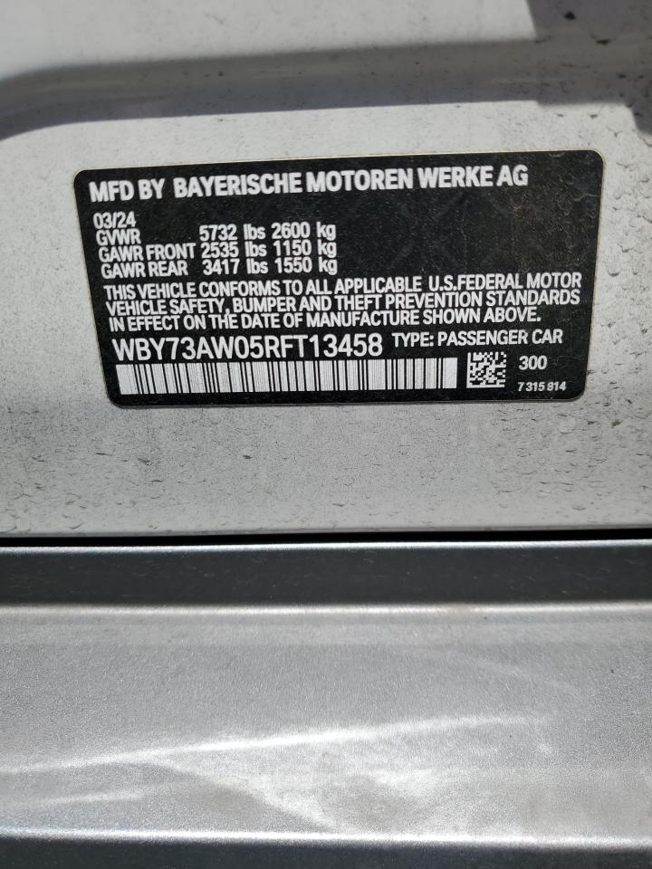 2024 BMW I4 Edrive 40 VIN: WBY73AW05RFT13458 Lot: 58047015