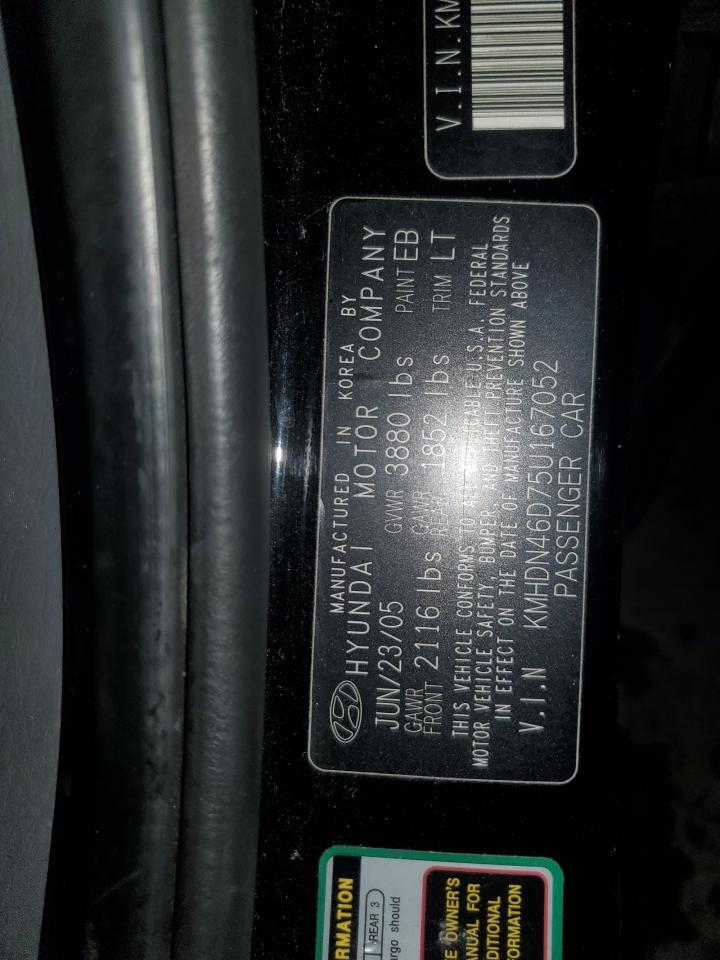 2005 Hyundai Elantra Gls VIN: KMHDN46D75U167052 Lot: 57967705