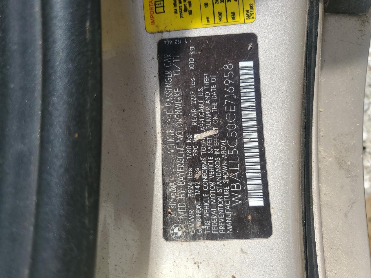 2012 BMW Z4 Sdrive28I VIN: WBALL5C50CE716958 Lot: 56932865