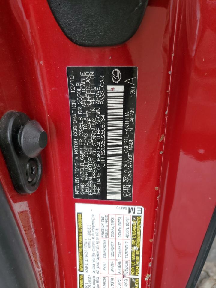 2011 Lexus Is 350 VIN: JTHFE2C25B2505784 Lot: 57262215