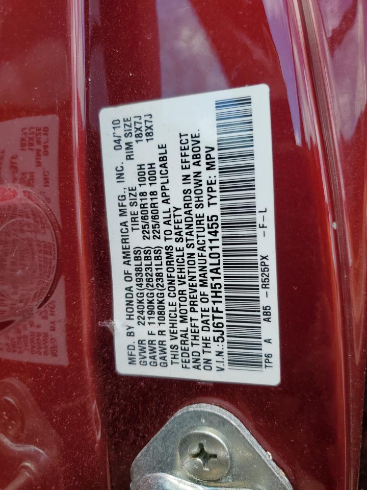 2010 Honda Accord Crosstour Exl VIN: 5J6TF1H51AL011455 Lot: 55459135