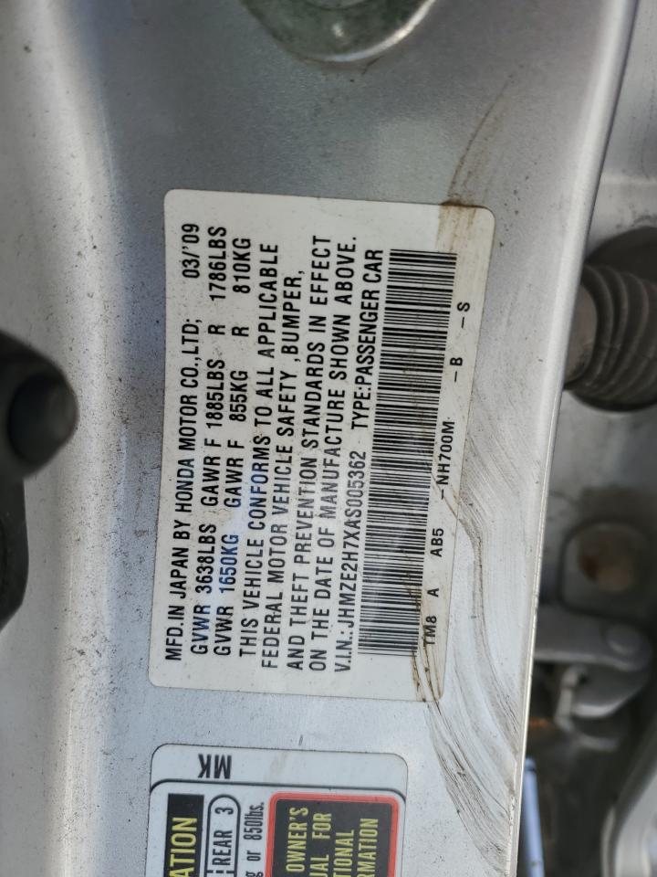 2010 Honda Insight Ex VIN: JHMZE2H7XAS005362 Lot: 56146425