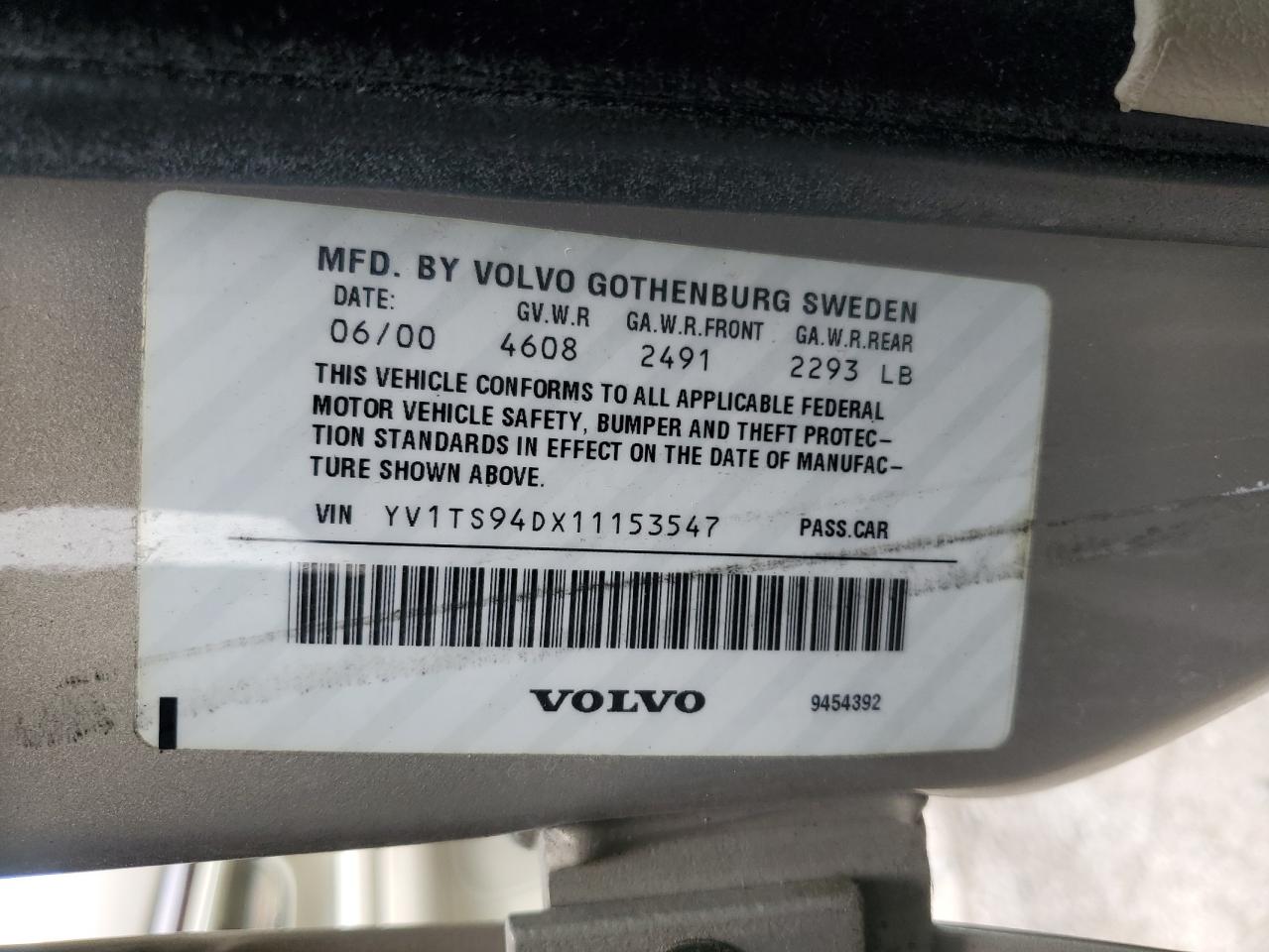 2001 Volvo S80 VIN: YV1TS94DX11153547 Lot: 56291205