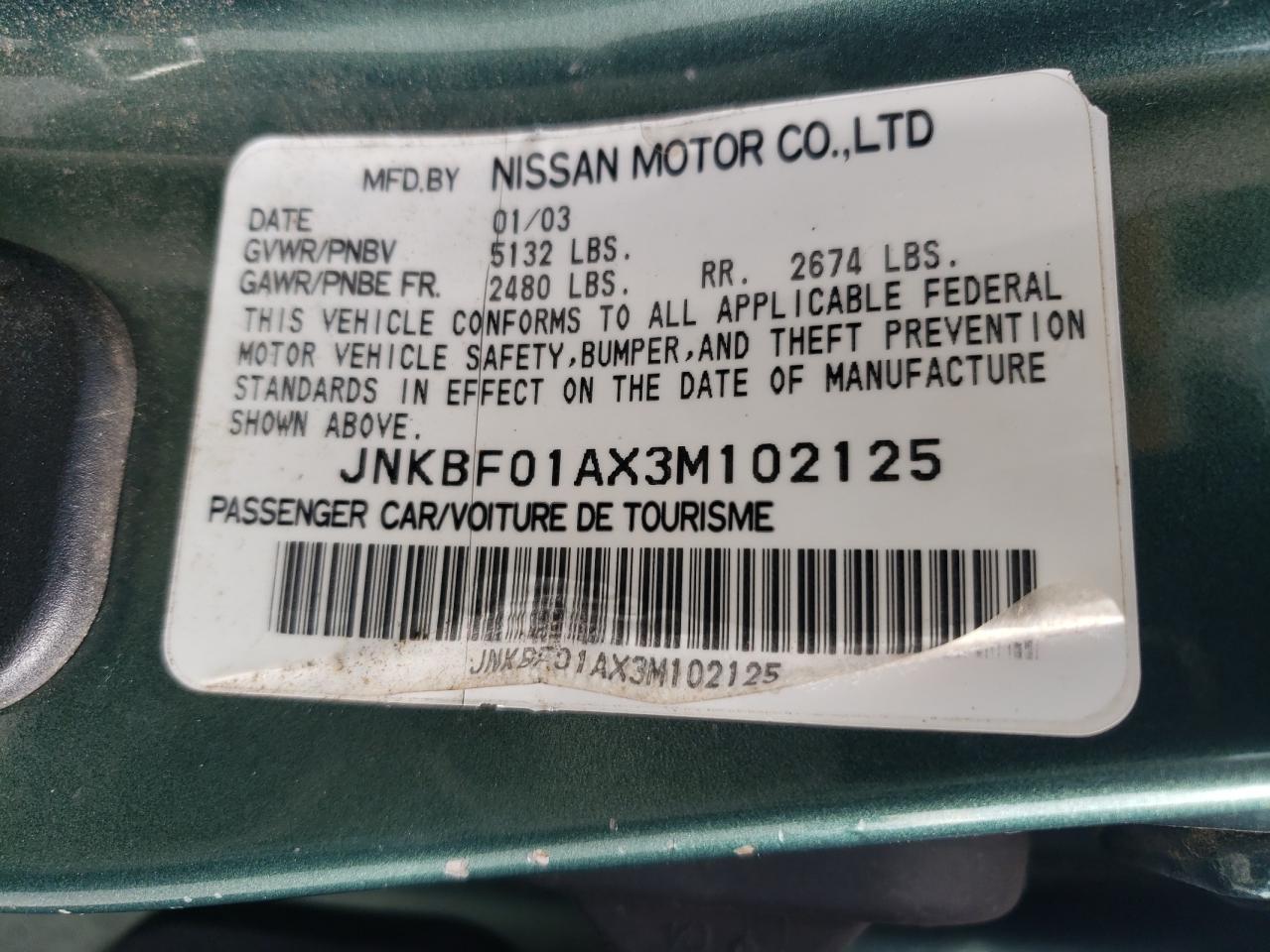 2003 Infiniti Q45 VIN: JNKBF01AX3M102125 Lot: 56455685