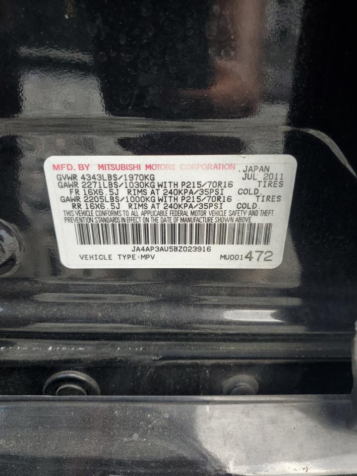 2011 Mitsubishi Outlander Sport Es VIN: JA4AP3AU5BZ023916 Lot: 55507935