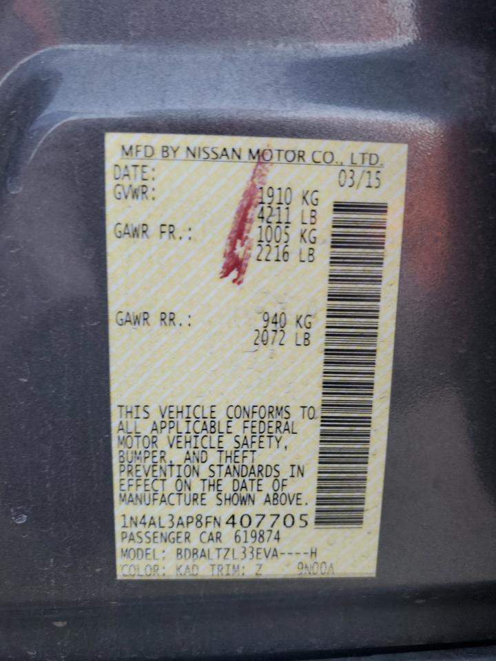 2015 Nissan Altima 2.5 VIN: 1N4AL3AP8FN407705 Lot: 56404055
