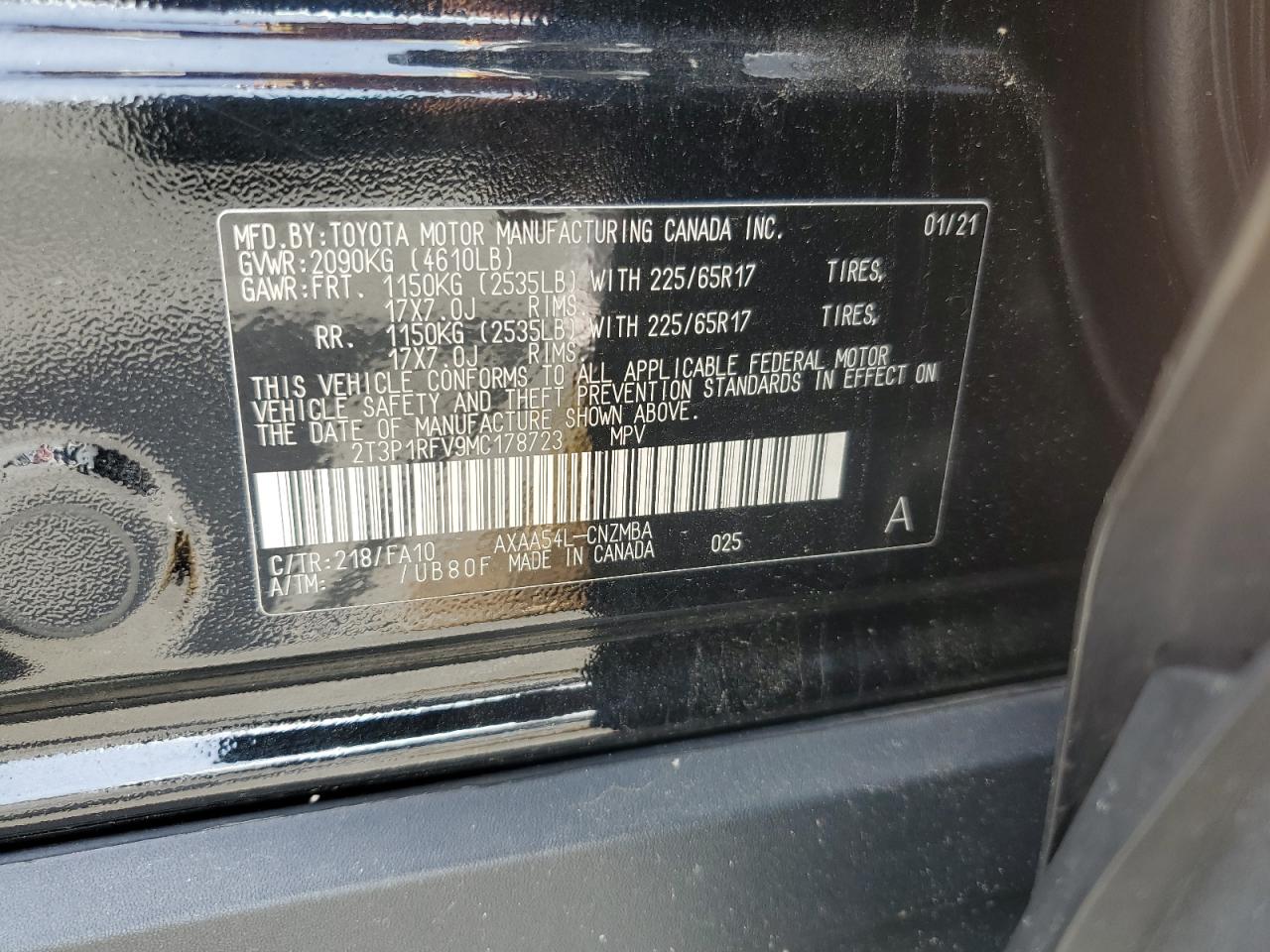 2021 Toyota Rav4 Xle VIN: 2T3P1RFV9MC178723 Lot: 58470625