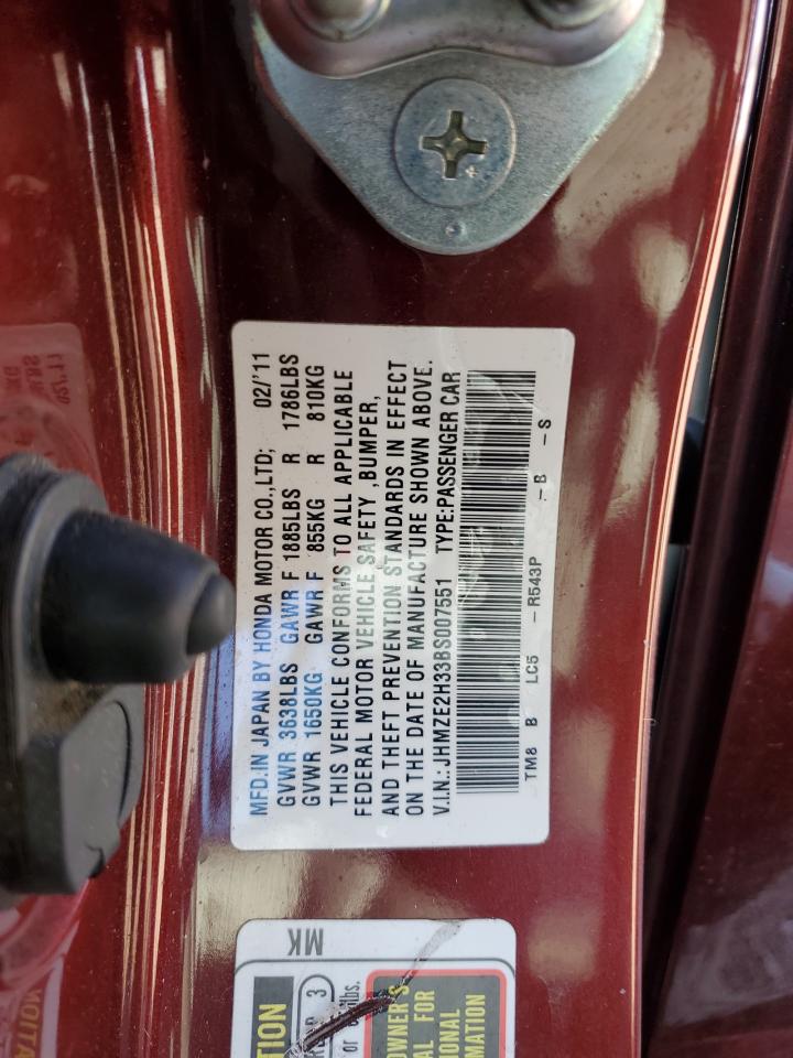 2011 Honda Insight VIN: JHMZE2H33BS007551 Lot: 56573135
