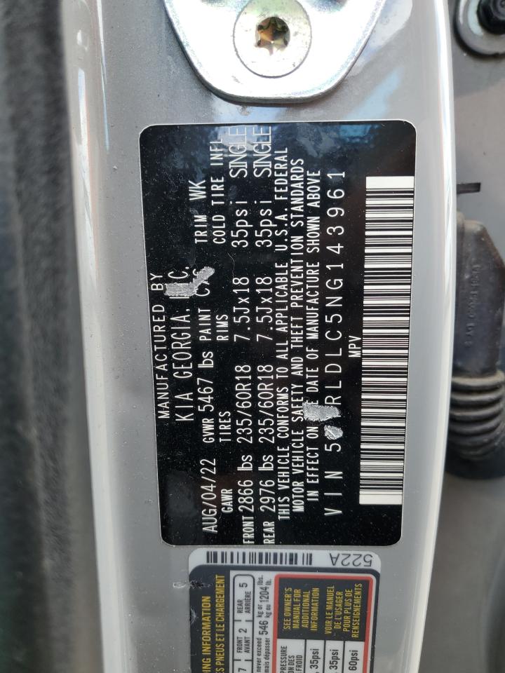 2022 Kia Sorento S VIN: 5XYRLDLC5NG143961 Lot: 56420525