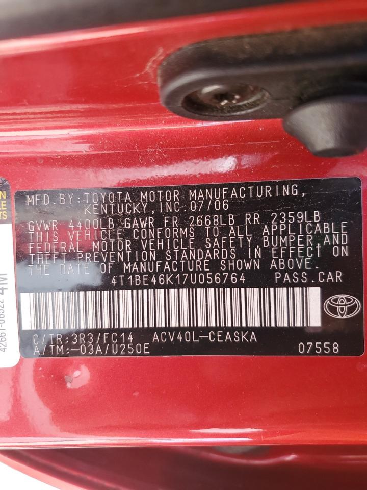2007 Toyota Camry Ce VIN: 4T1BE46K17U056764 Lot: 56570385