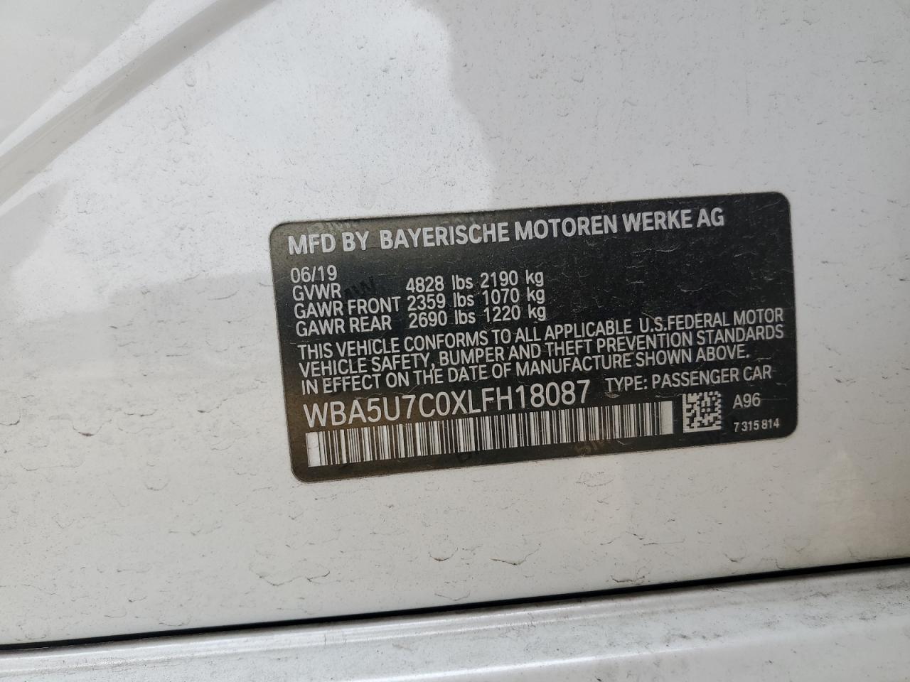 2020 BMW M340I VIN: WBA5U7C0XLFH18087 Lot: 56516895
