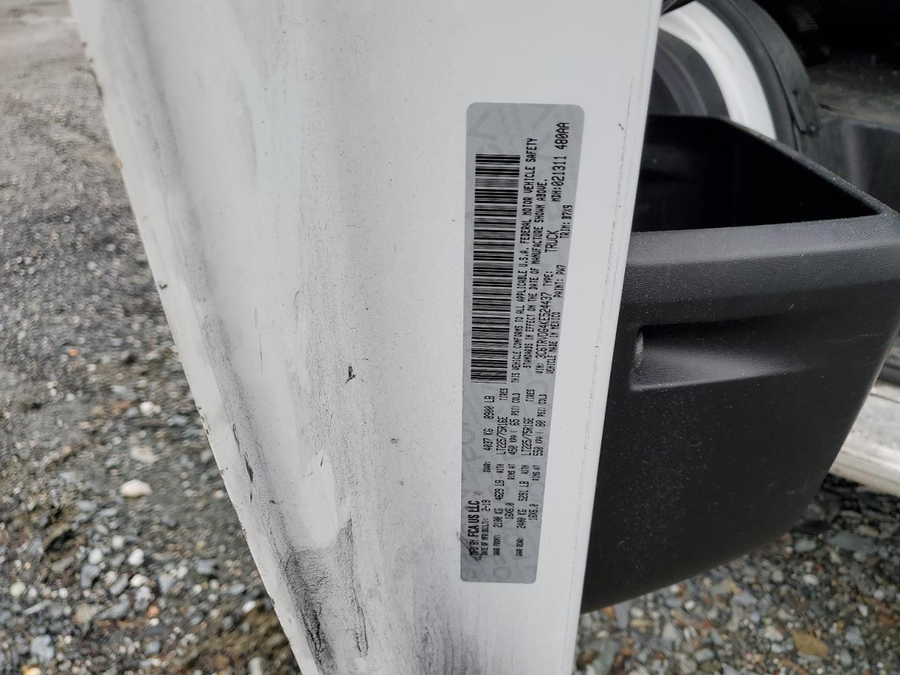 2019 Ram Promaster 2500 2500 High VIN: 3C6TRVDG4KE524437 Lot: 56356415