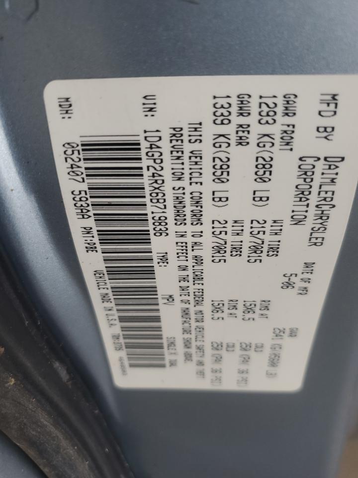 2006 Dodge Grand Caravan Se VIN: 1D4GP24RX6B719836 Lot: 56561705