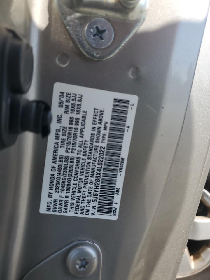 2004 Honda Element Ex VIN: 5J6YH286X4L022022 Lot: 53838365