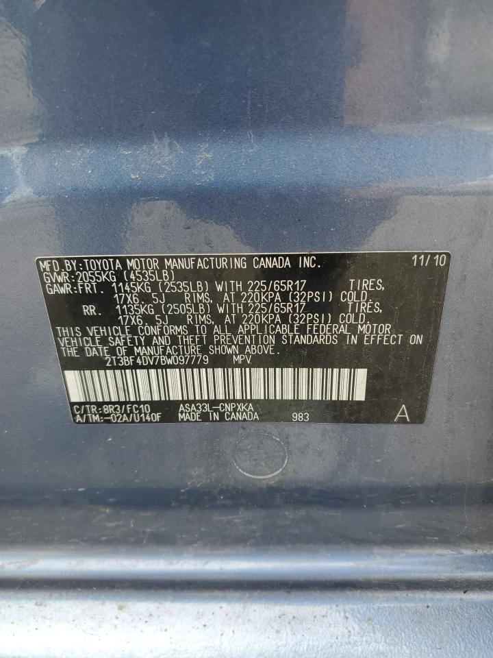 2011 Toyota Rav4 VIN: 2T3BF4DV7BW097779 Lot: 54478665