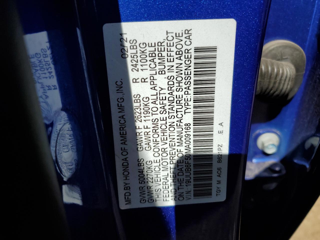 2021 Acura Tlx Tech A VIN: 19UUB6F50MA009168 Lot: 56978755
