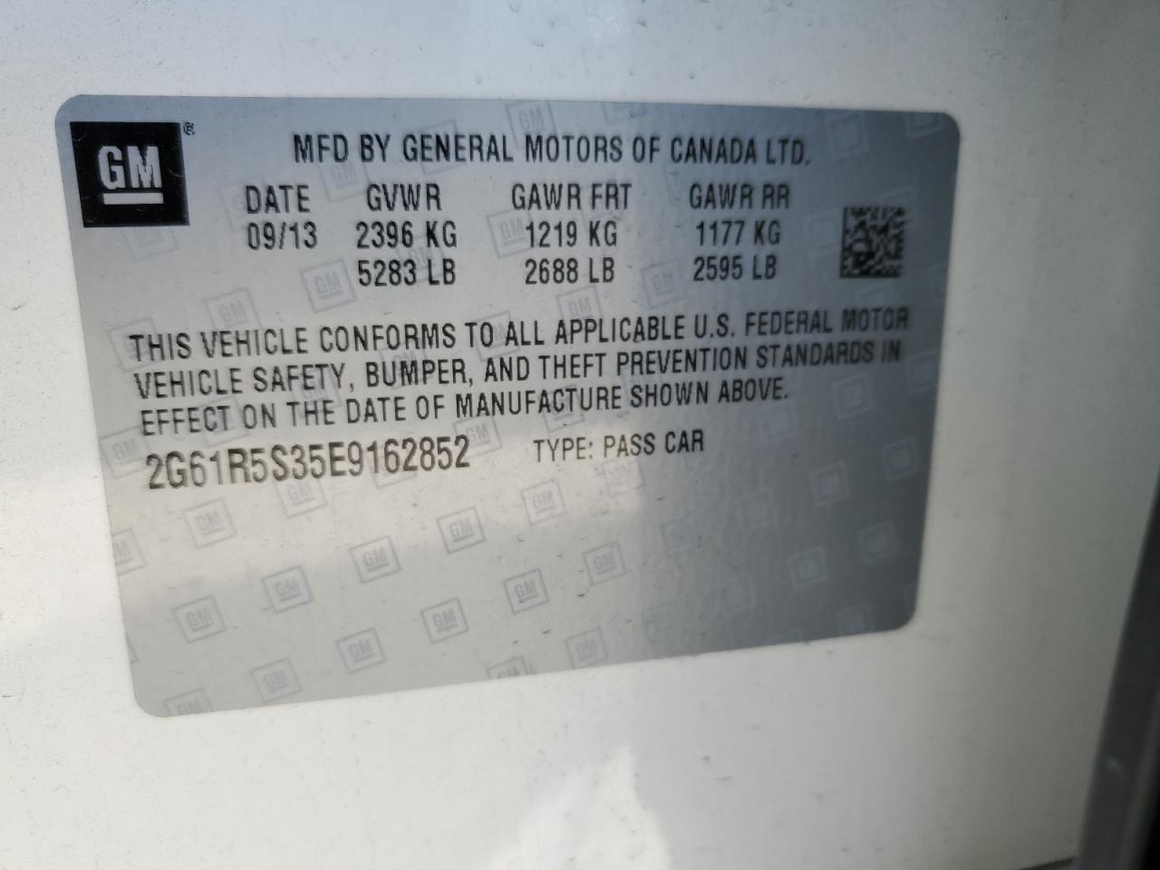 2014 Cadillac Xts Premium Collection VIN: 2G61R5S35E9162852 Lot: 58450425