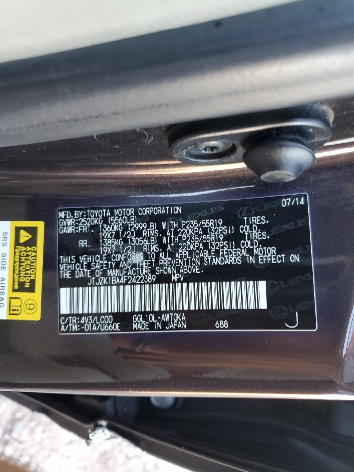 2015 Lexus Rx 350 VIN: JTJZK1BA4F2422389 Lot: 57176335