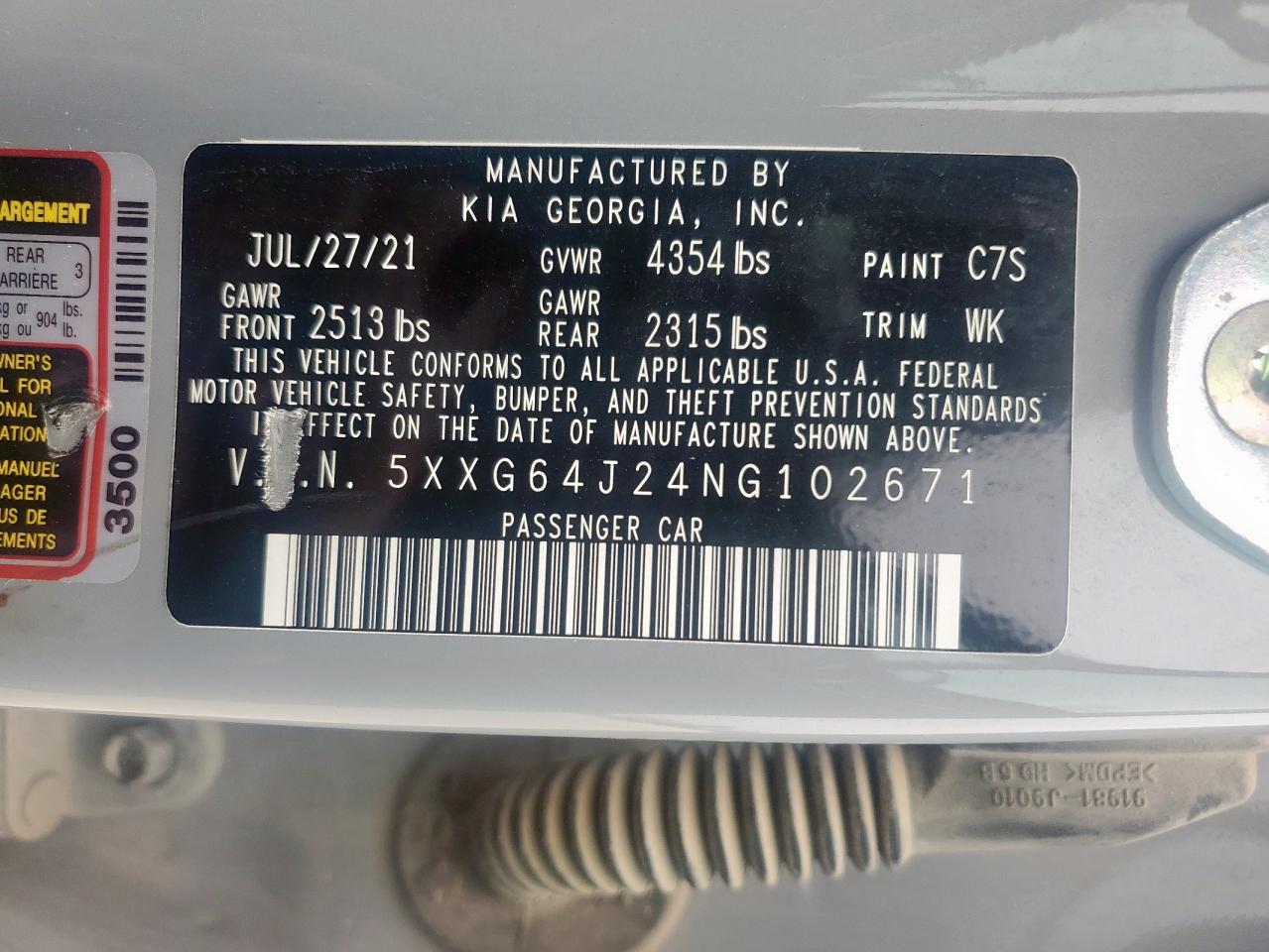 2022 Kia K5 Gt Line VIN: 5XXG64J24NG102671 Lot: 57223605