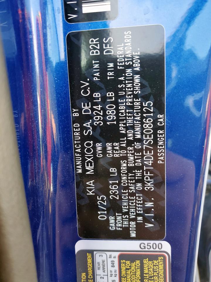 2025 Kia K4 Lx VIN: 3KPFT4DE7SE086125 Lot: 58192495