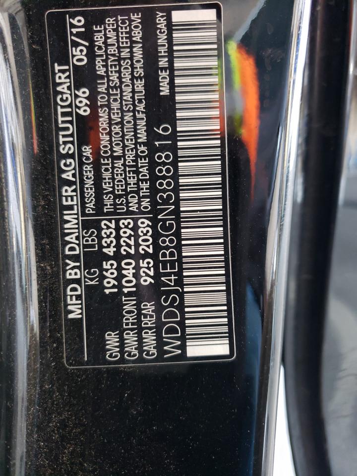 2016 Mercedes-Benz Cla 250 VIN: WDDSJ4EB8GN388816 Lot: 56638885