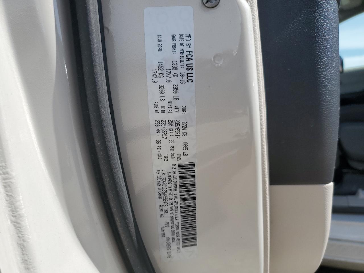 2017 Chrysler Pacifica Lx VIN: 2C4RC1CG9HR595476 Lot: 55653185