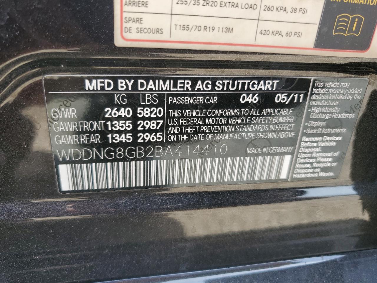 2011 Mercedes-Benz S 550 4Matic VIN: WDDNG8GB2BA414410 Lot: 56553095
