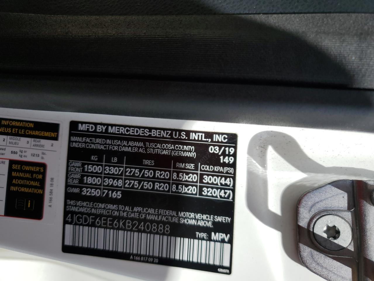 2019 Mercedes-Benz Gls 450 4Matic VIN: 4JGDF6EE6KB240888 Lot: 56920985