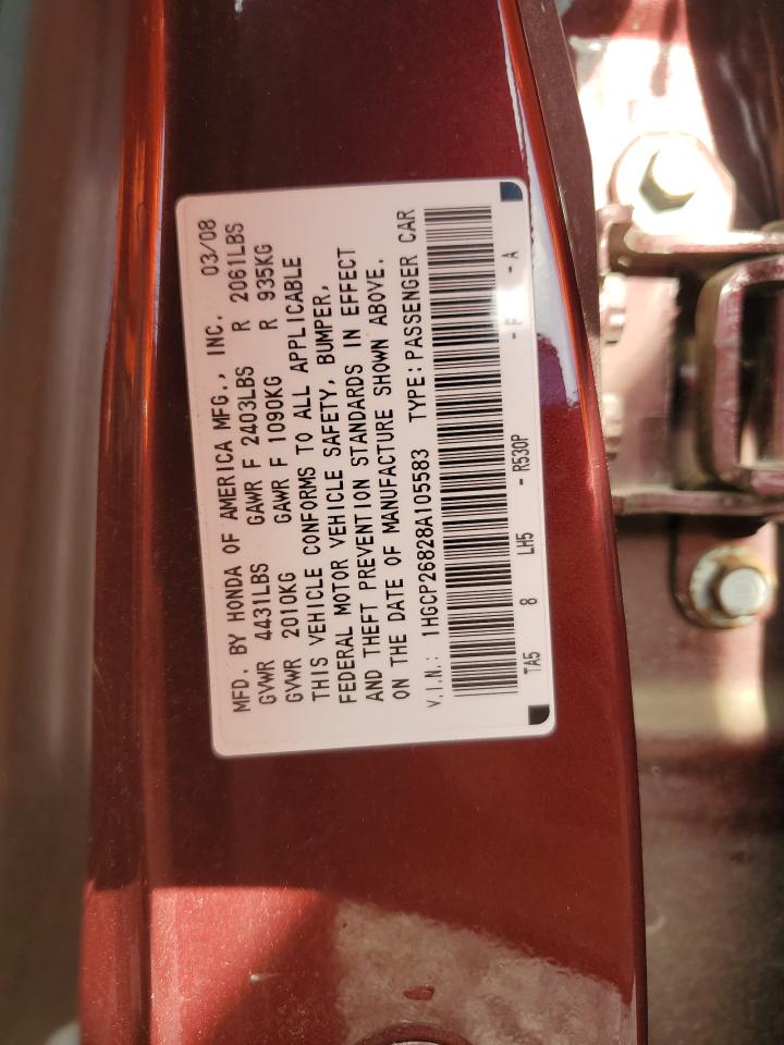 2008 Honda Accord Exl VIN: 1HGCP26828A105583 Lot: 56532815