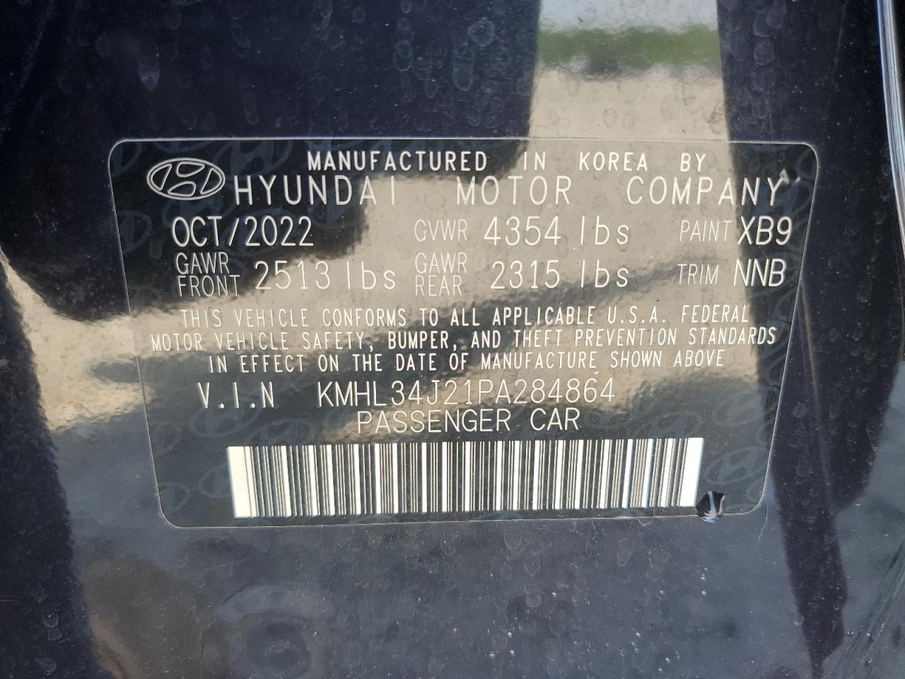2023 Hyundai Sonata Limited VIN: KMHL34J21PA284864 Lot: 56918095