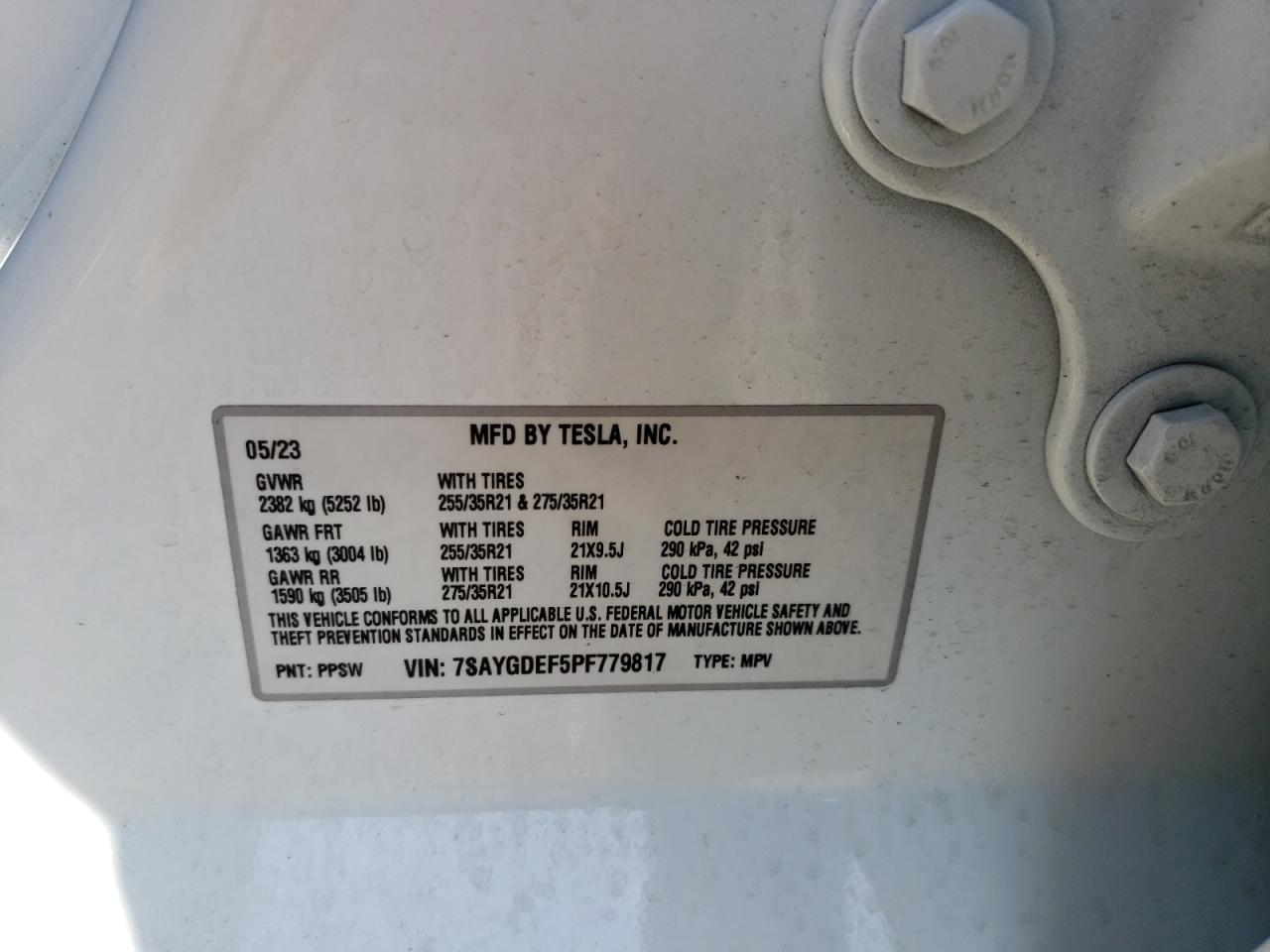 2023 Tesla Model Y VIN: 7SAYGDEF5PF779817 Lot: 56094645