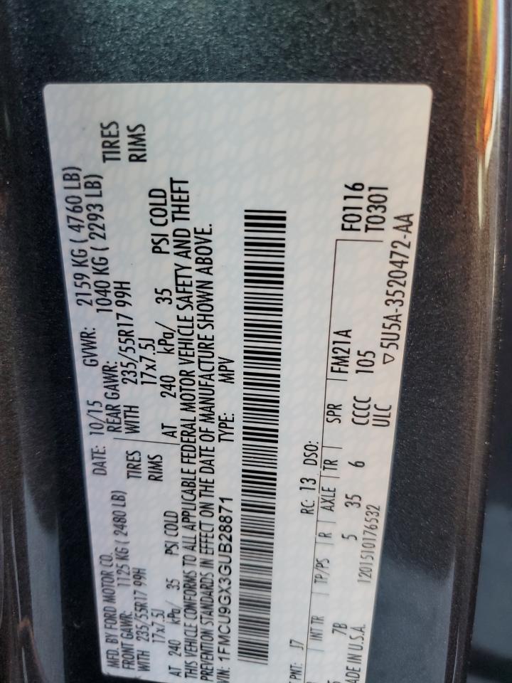 2016 Ford Escape Se VIN: 1FMCU9GX3GUB28871 Lot: 54173495