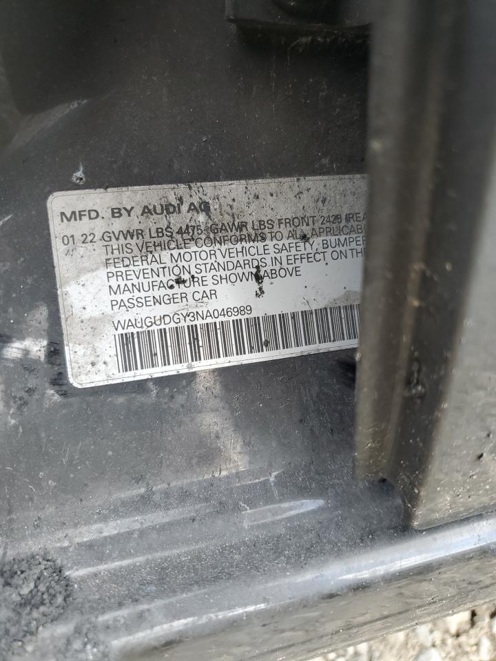 2022 Audi A3 Premium VIN: WAUGUDGY3NA046989 Lot: 58705925