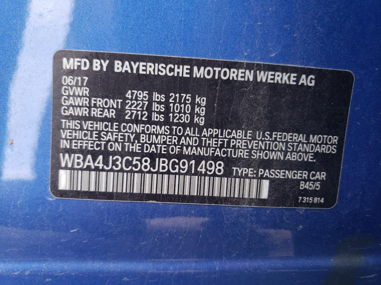 2018 BMW 430Xi Gran Coupe VIN: WBA4J3C58JBG91498 Lot: 58909435